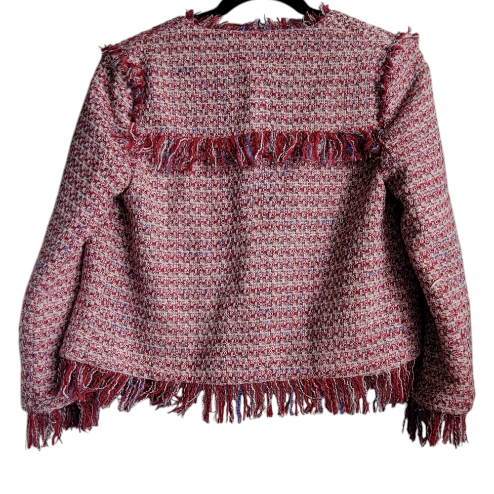 Zara Basic Collection Red Tweed Blazer Jacket Siz… - image 3